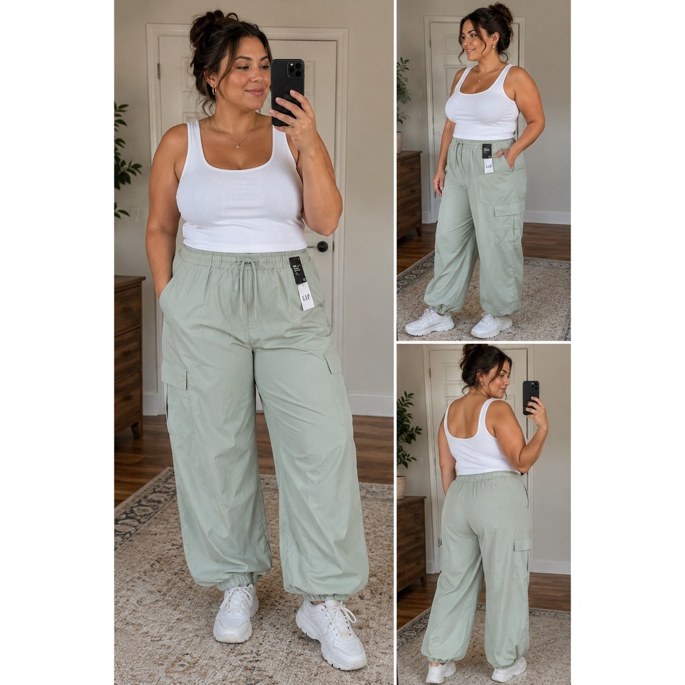 Gap Parachute Pant Sage Green Cargo 4-Way Stretch Active XL
